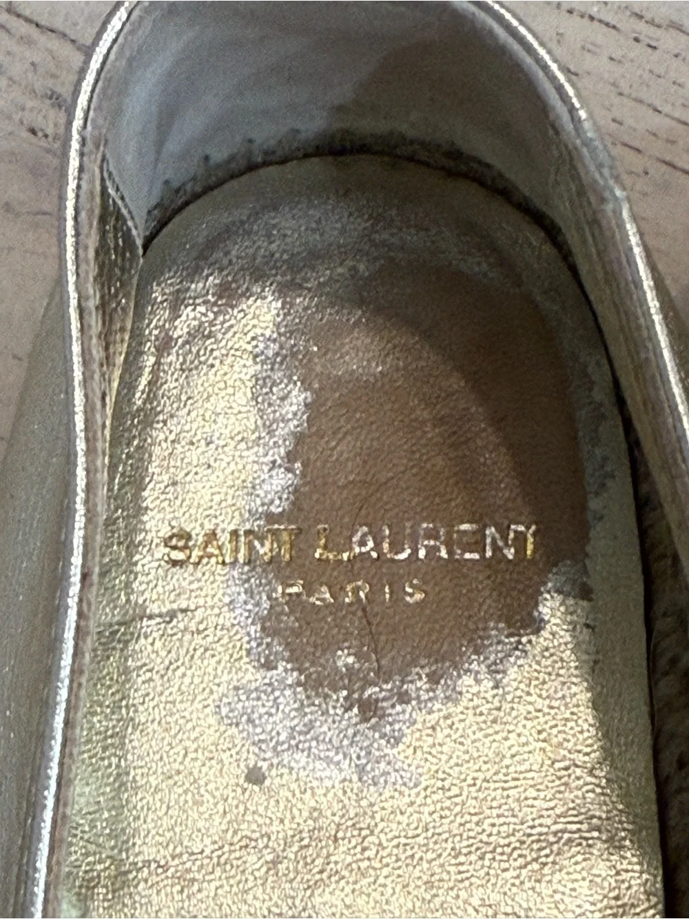 Yves Saint Laurent Gold Leather Monogram Espadrilles size 37.5